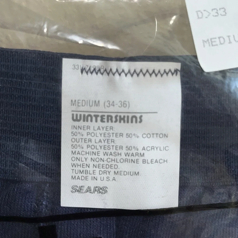 Vintage SEARS Men's Winter Thermal Underwear Winterskins Medium (34-36) Blue NEW